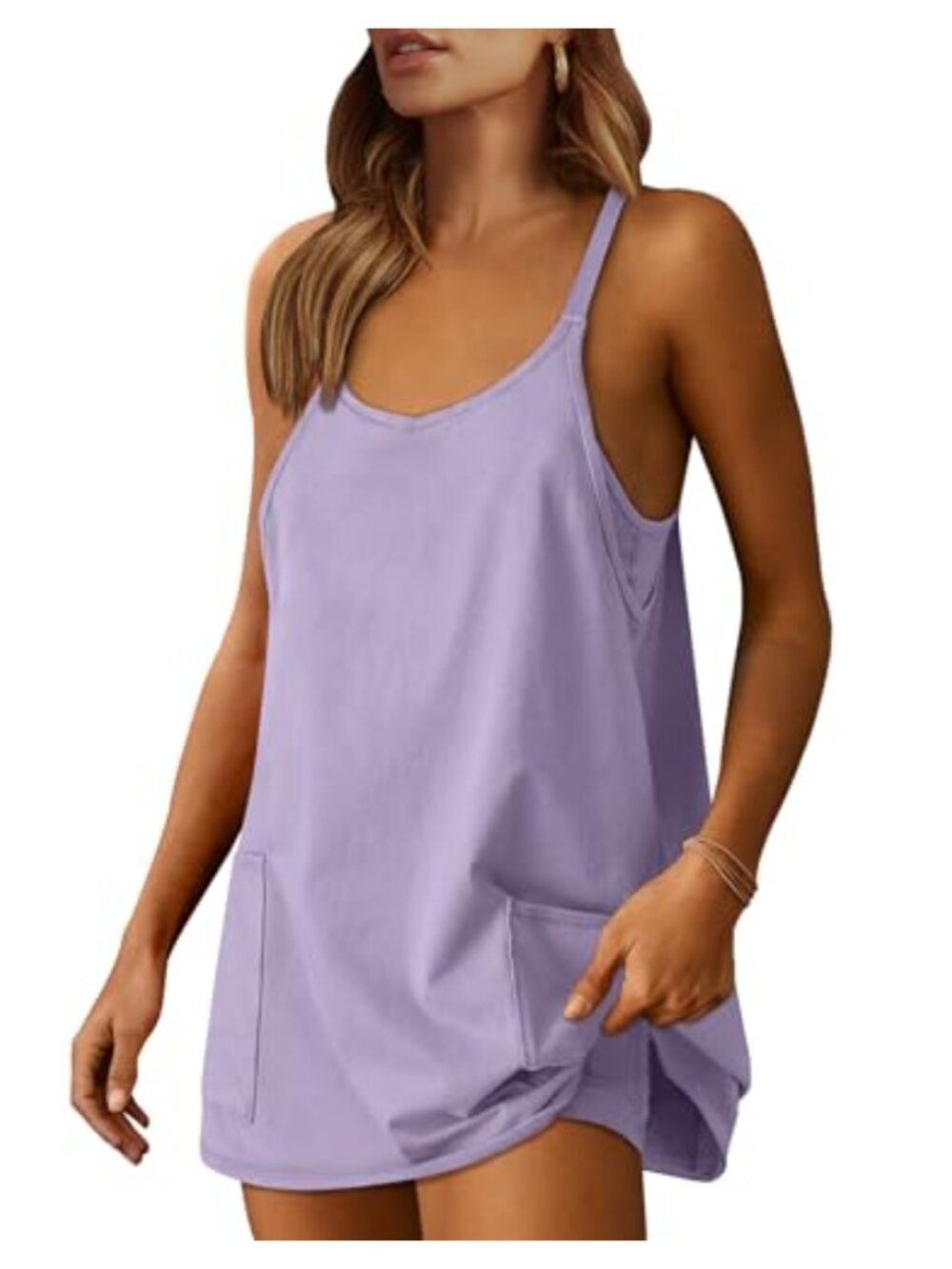 Athletic Mini Dress with Built-in Shorts Summer Tennis Active Romper Dress